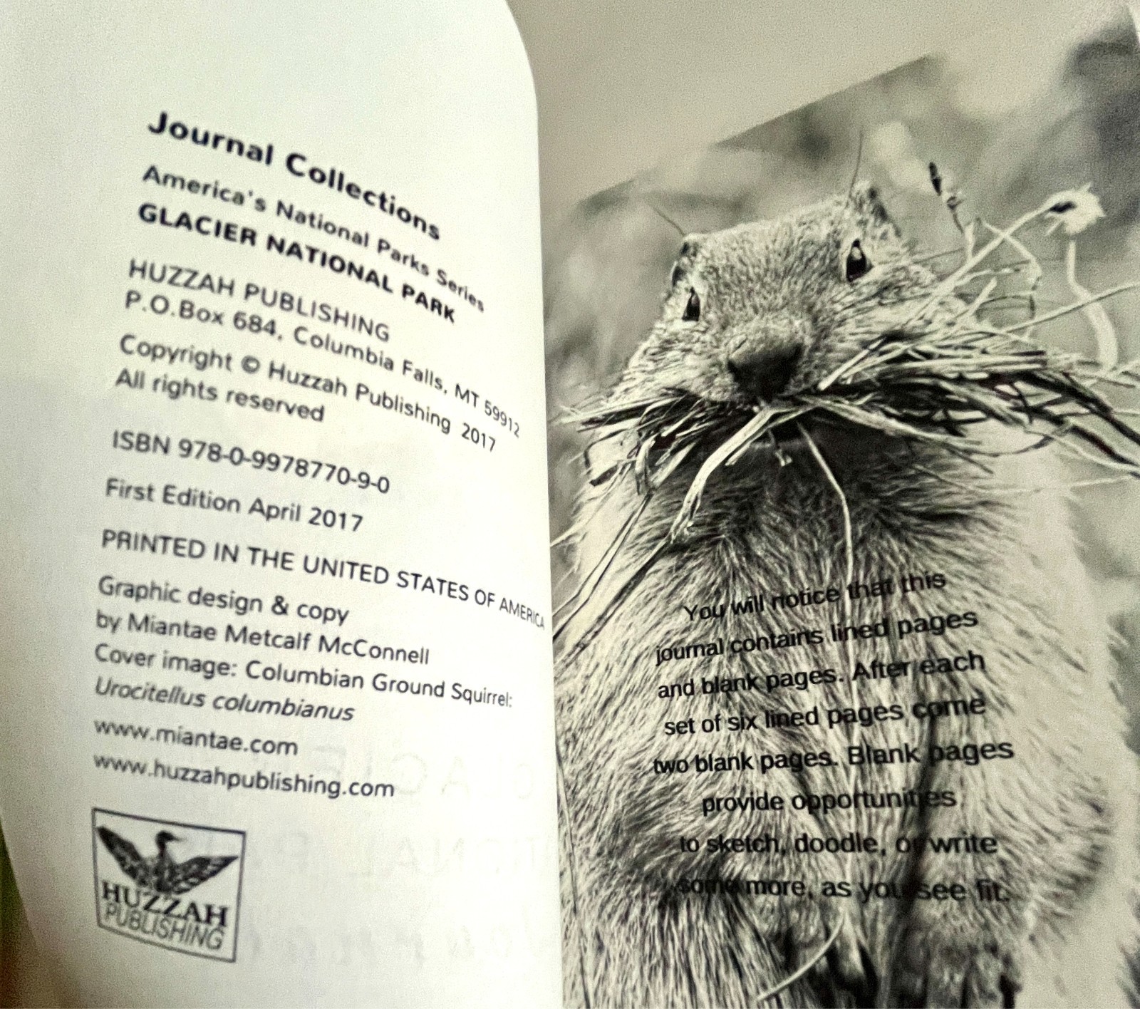 Glacier National Park Journal BRAND NEW Columbian Ground Squirrel $5.99 Huzzah