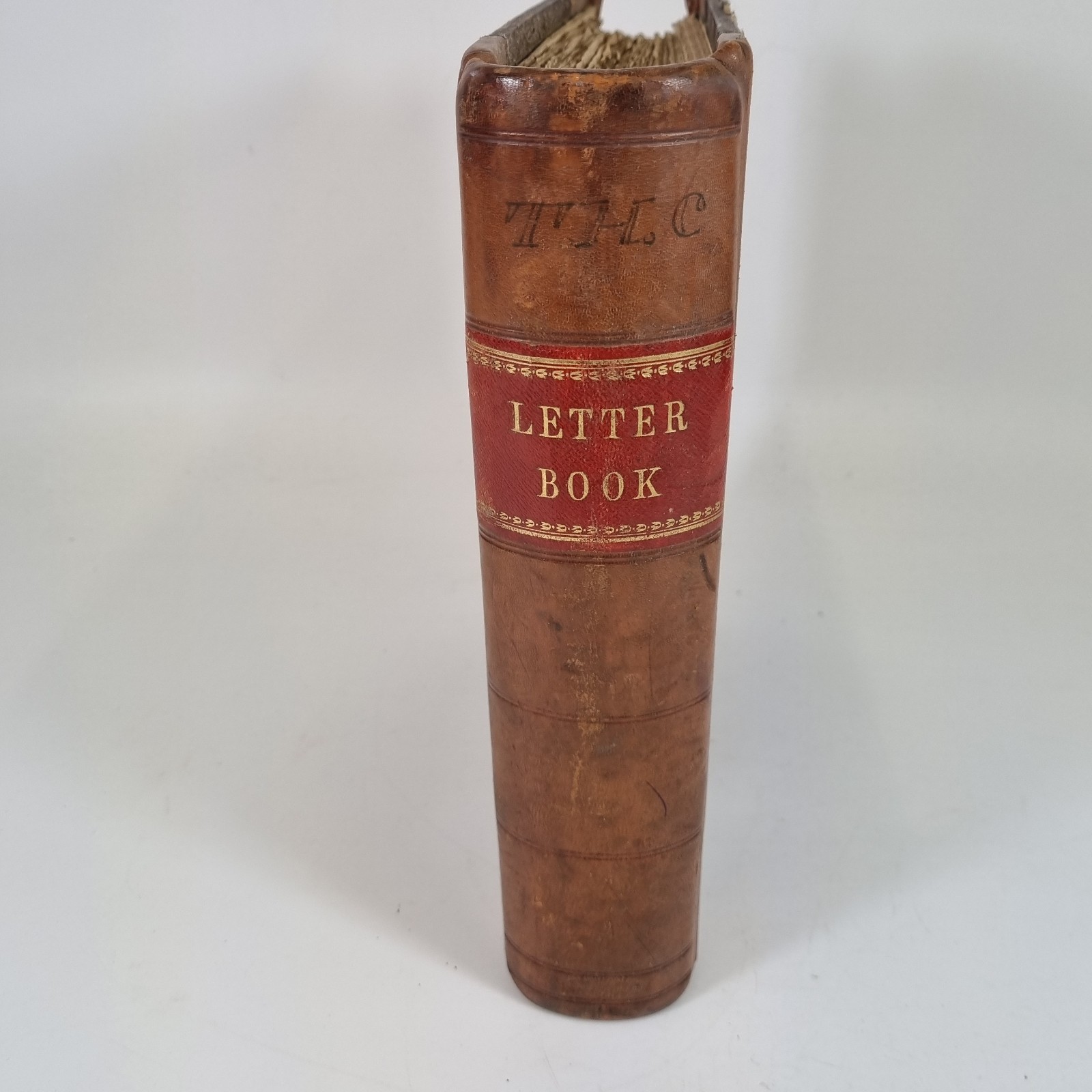 Antique Early 20th Letter Book Account Book Half Calf 29.5cm High Prop