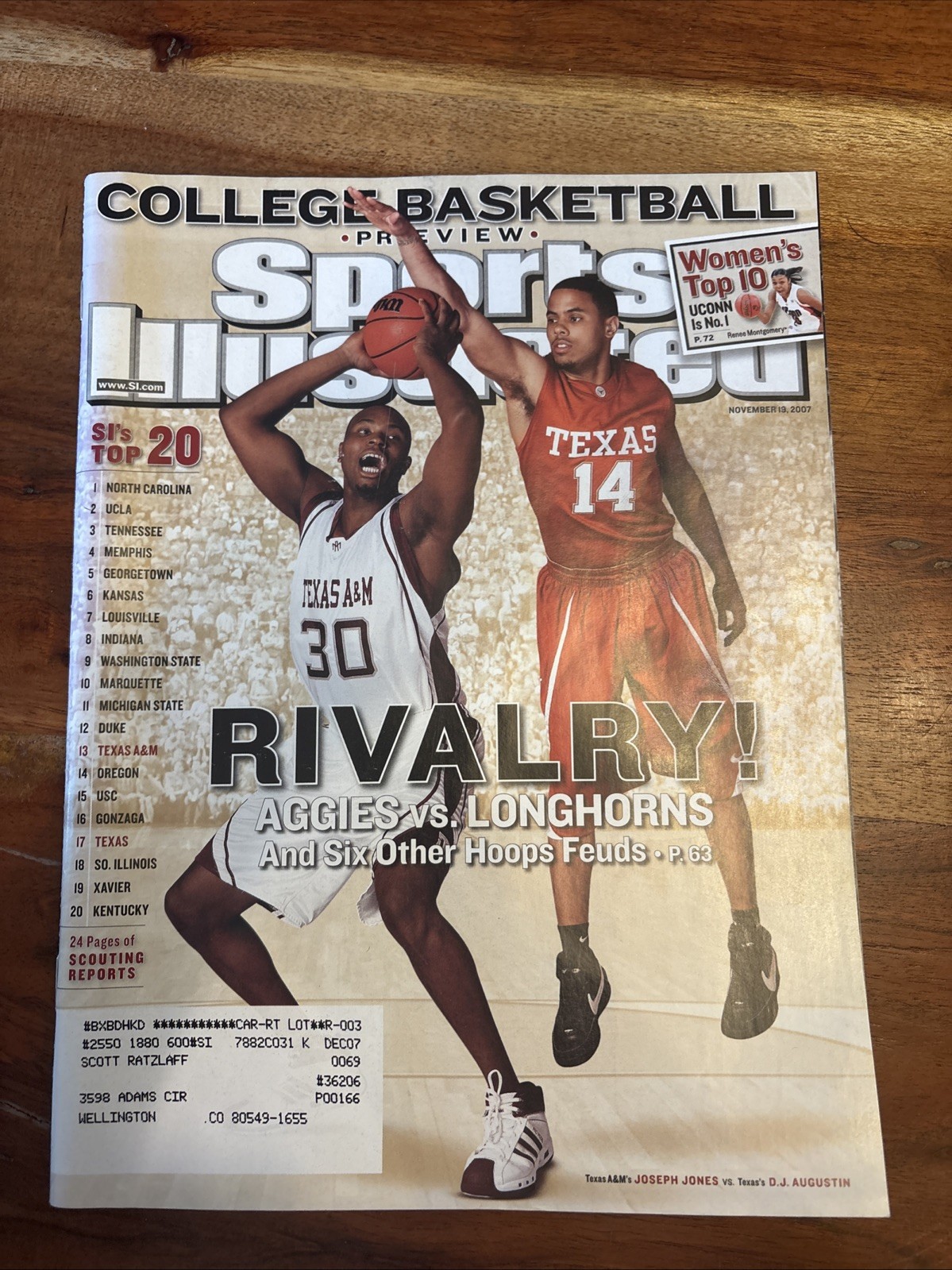 Sports Illustrated Magazine College Basketball Preview Nov 19, 2007 (#1191-1)