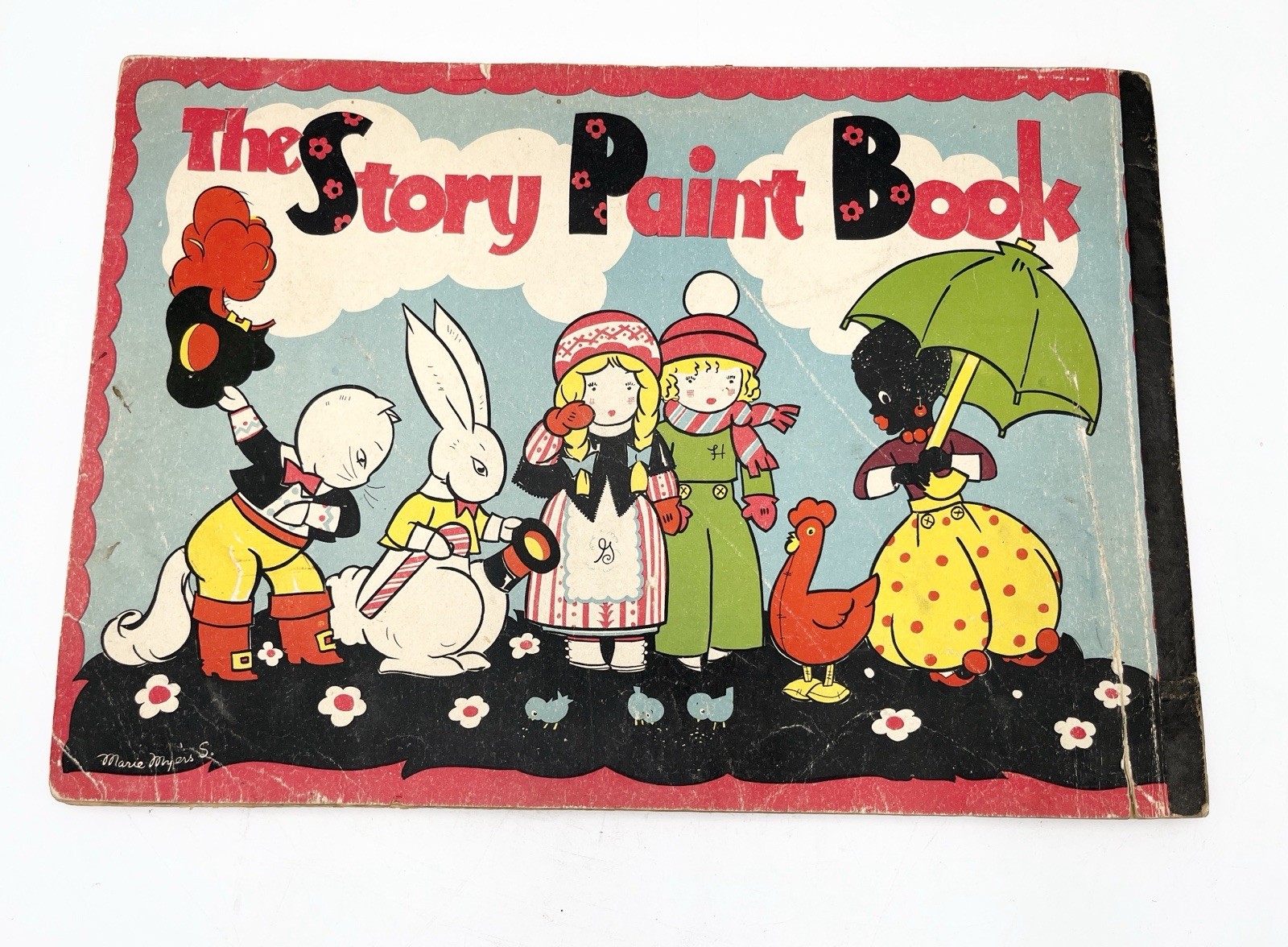 1934 Vintage The Story Paint Book 80 Pages 15”x10” By Whitman Publishing Co