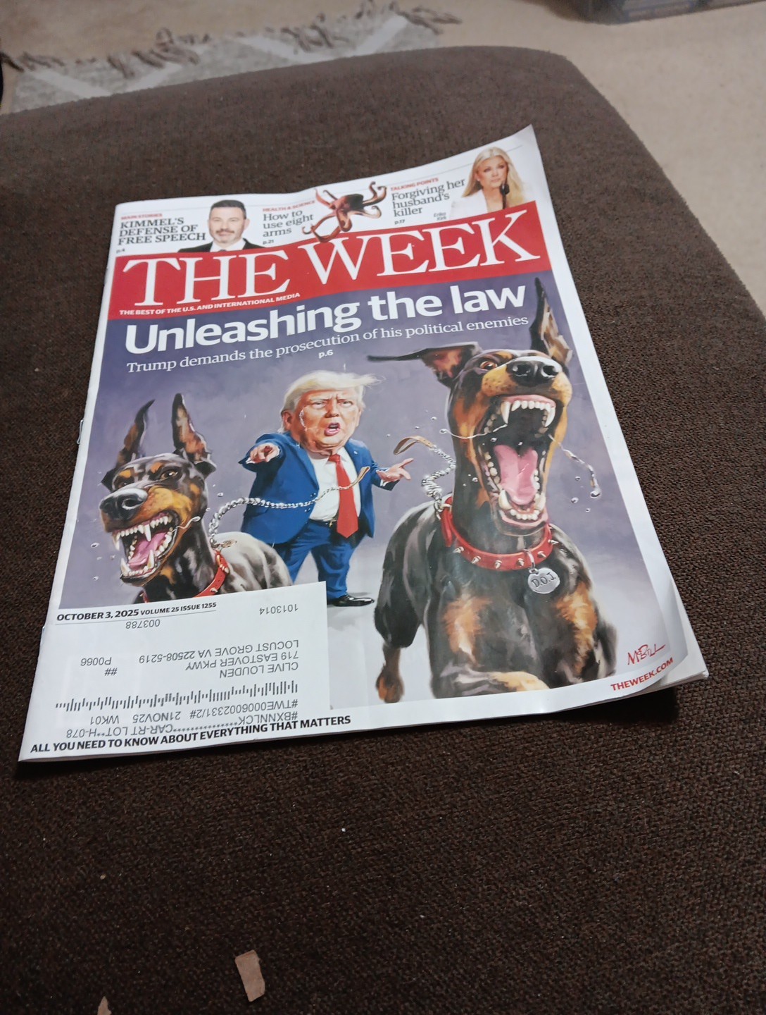 The Week Magazine October 3, 2025 Unleashing the Law Trump Kimmel Erika Kirk New
