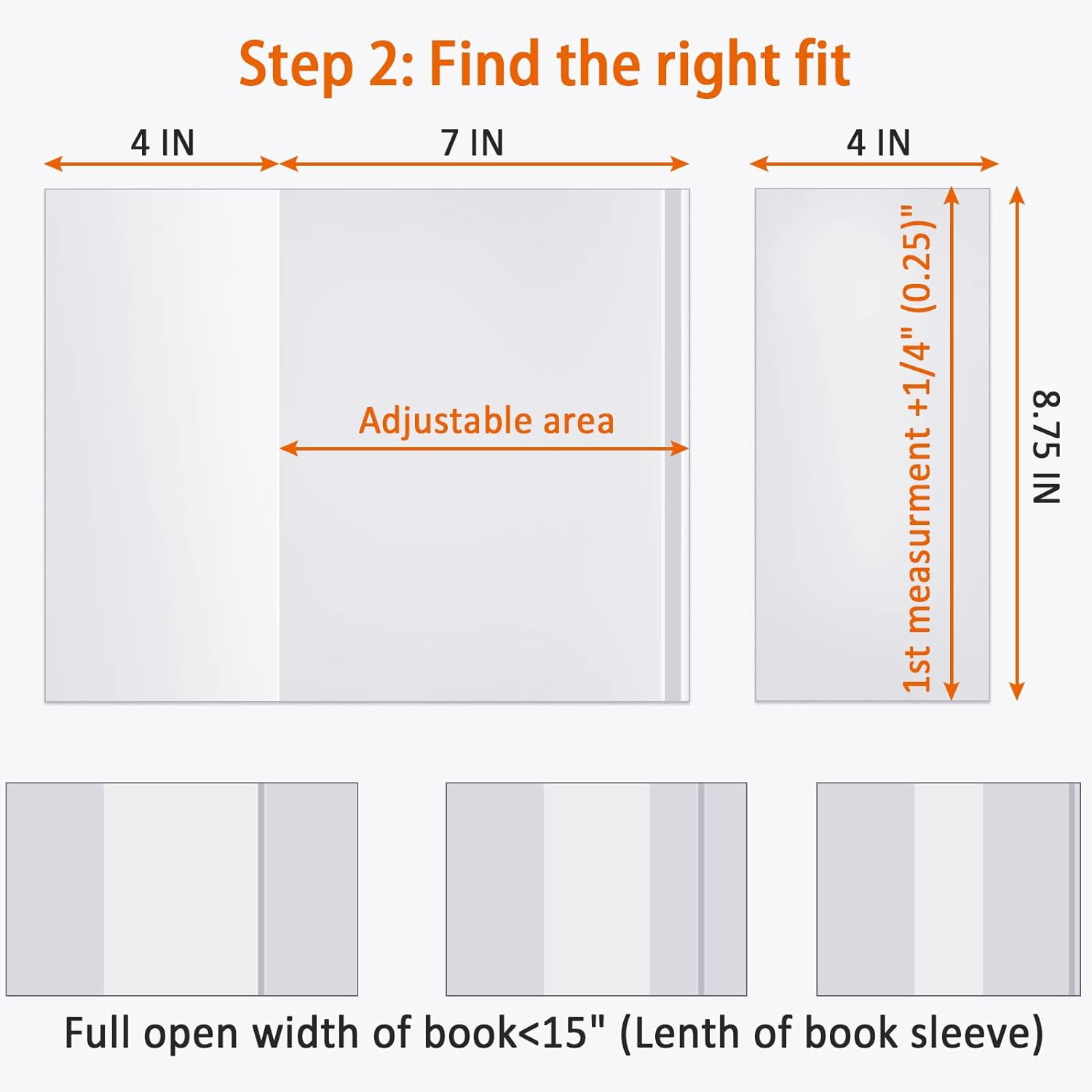 Clear Book Covers 50 PCS for 8 1/2″ Tall Books, Adjustable Book Covers, Prote…