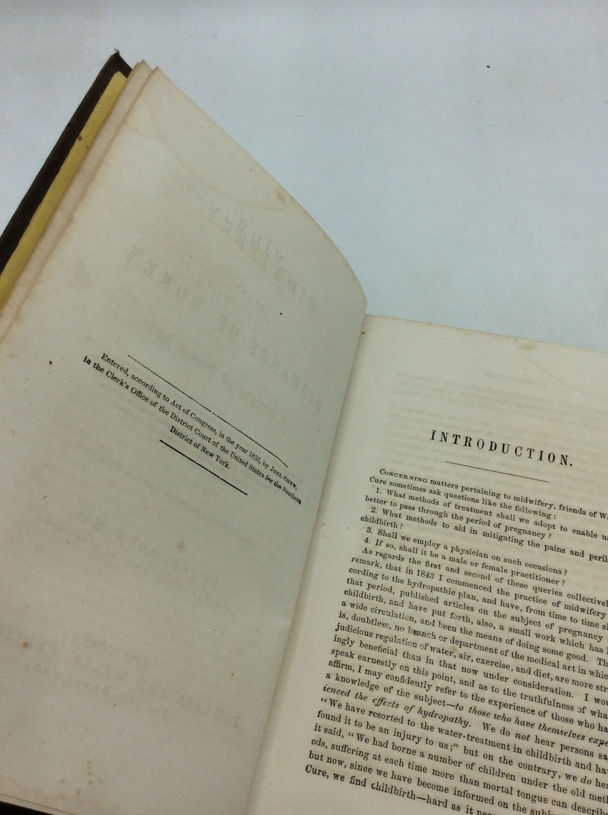 MIDWIFERY AND THE DISEASES OF WOMEN – Joel Shew – 1852 1st ed – medicine