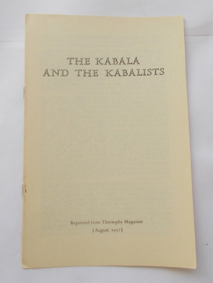 Kabala and the Kabalists 1937 Pamphlet Reprint Theosophy Hebrew Mystics Occult