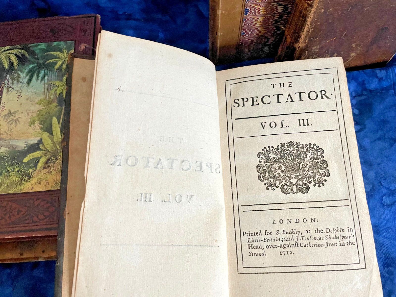 Tiny Antique Books; Miscellany, Plant World, Spectator, Columbian Orator #B46