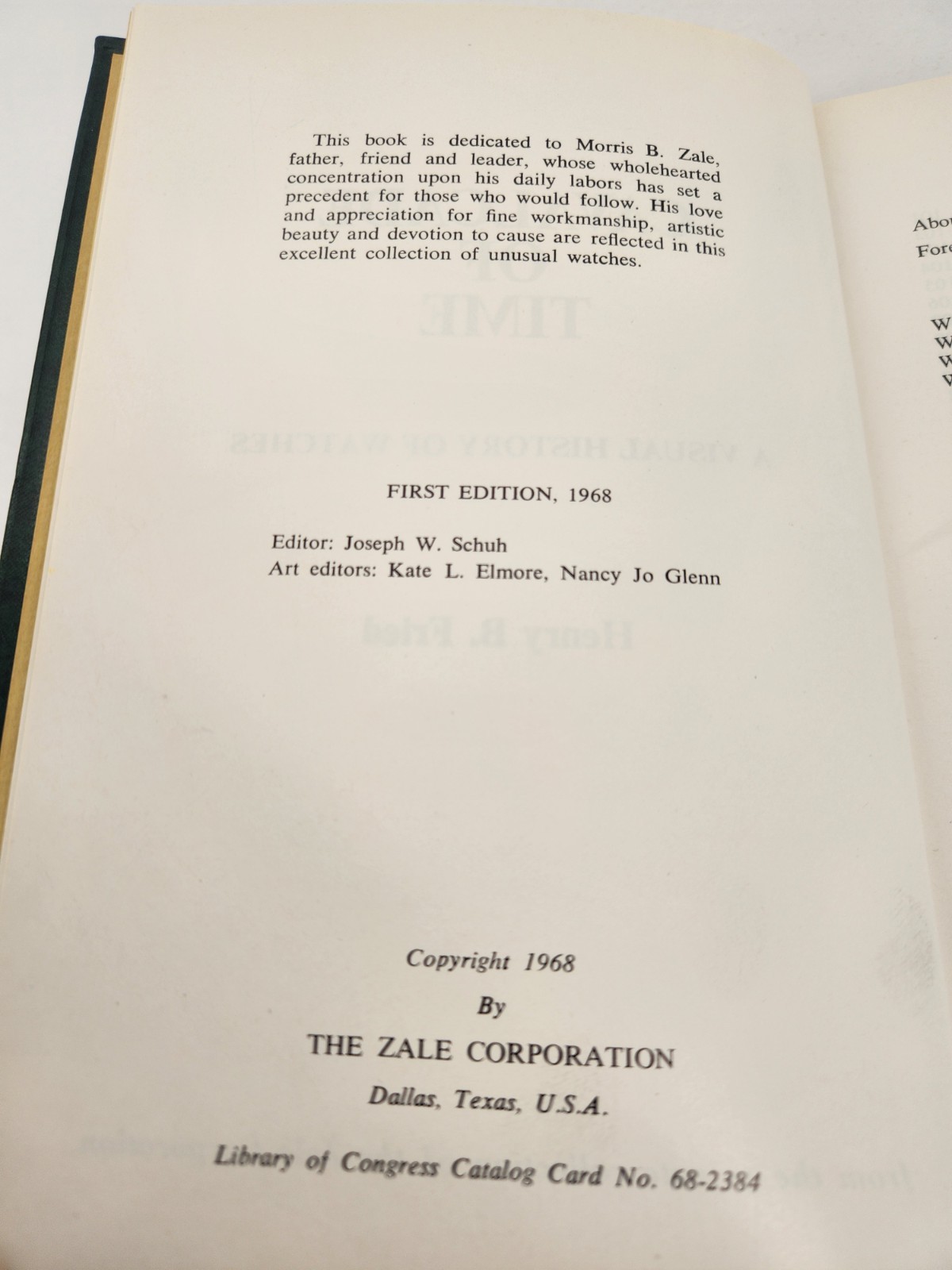 1968 Cavalcade Of Time by Henry B. Fried 1st Ed HC Visual History Of Watch Zale