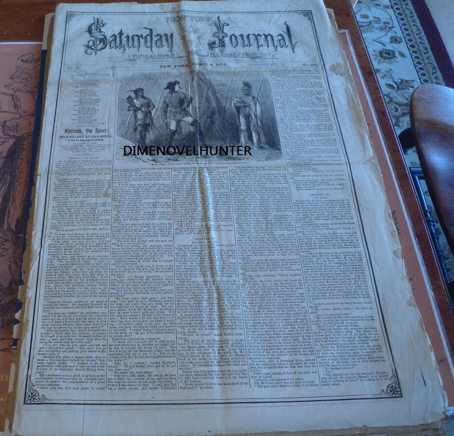 NEW YORK SATURDAY JOURNAL #212 04-04-1874 ALBERT AIKEN STORY PAPER DIME NOVEL