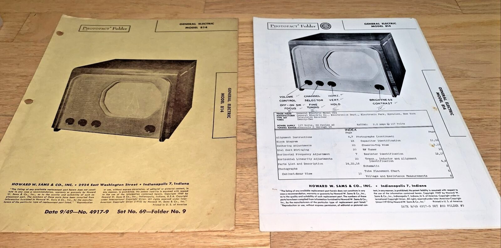 1949 PhOTOFACT Folder – GENERAL ELECTRIC MODEL 814 Television