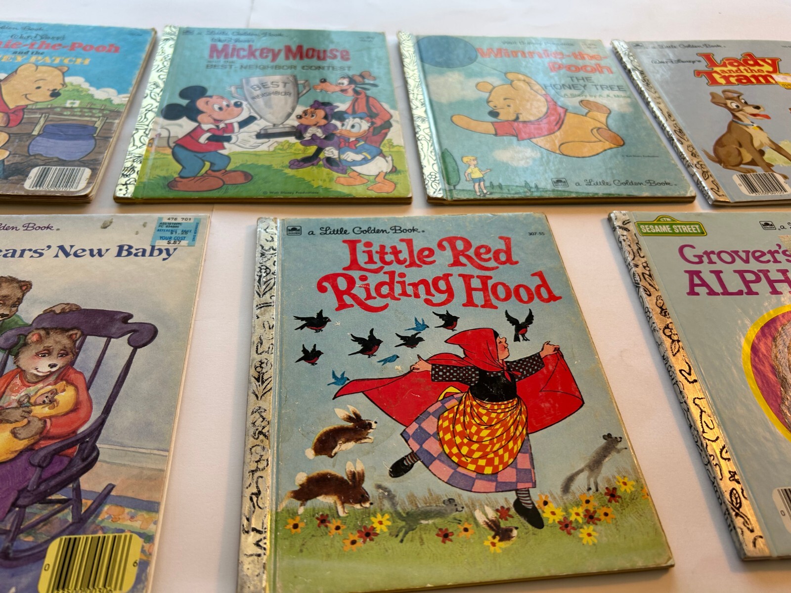 Little Golden Books Lot of 7- Mickey, Winnie, Little Red, Bears,Grover,Lady & Tr