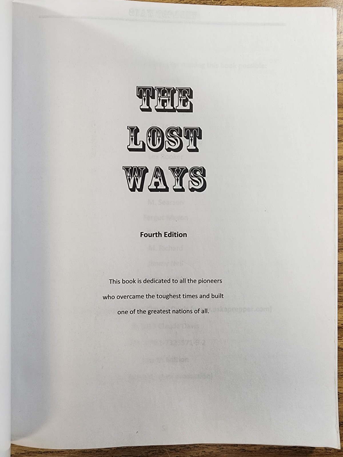 The Lost Ways by Claude Davis 2019 4th Ed Paperback Pioneers Who Made the Nation