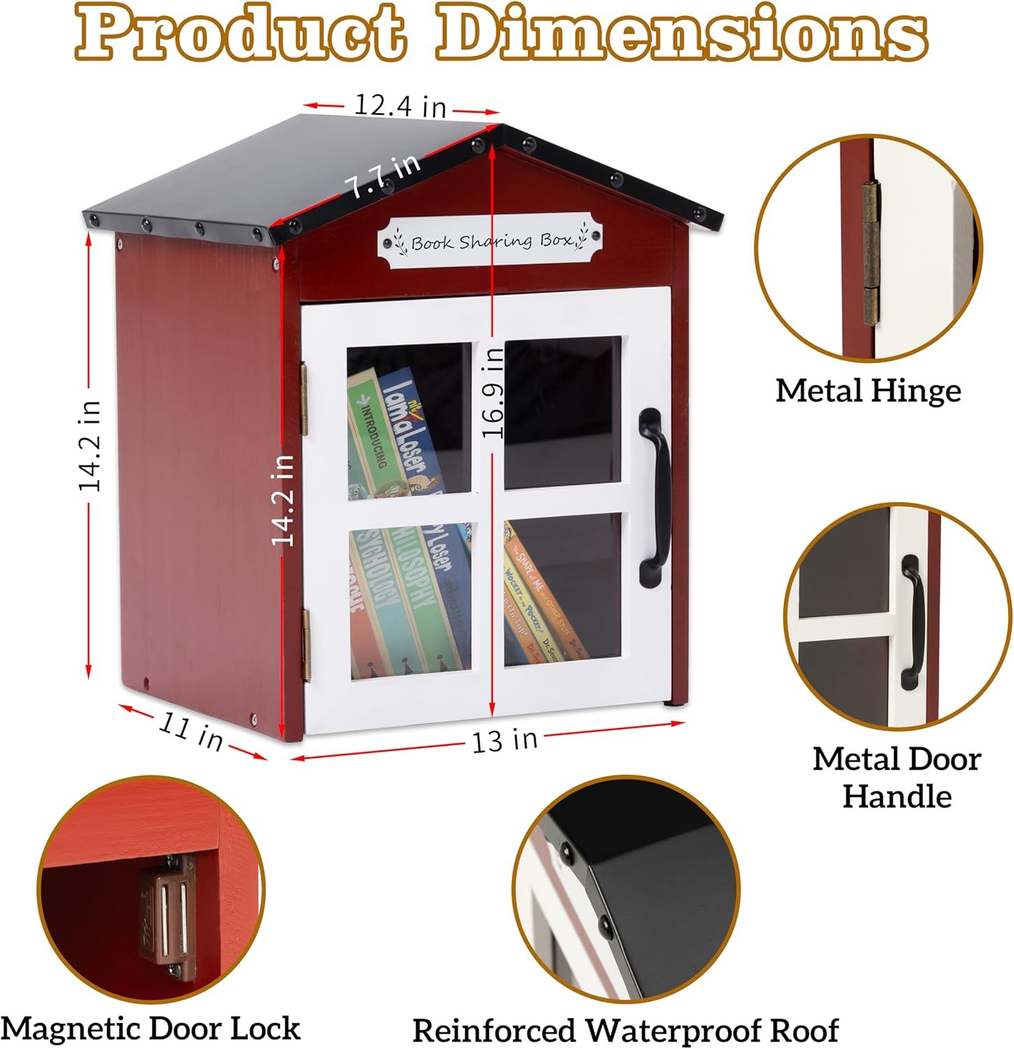 Little Library Box Outdoor: Natural Wood Free Library with Reinforced Waterproof