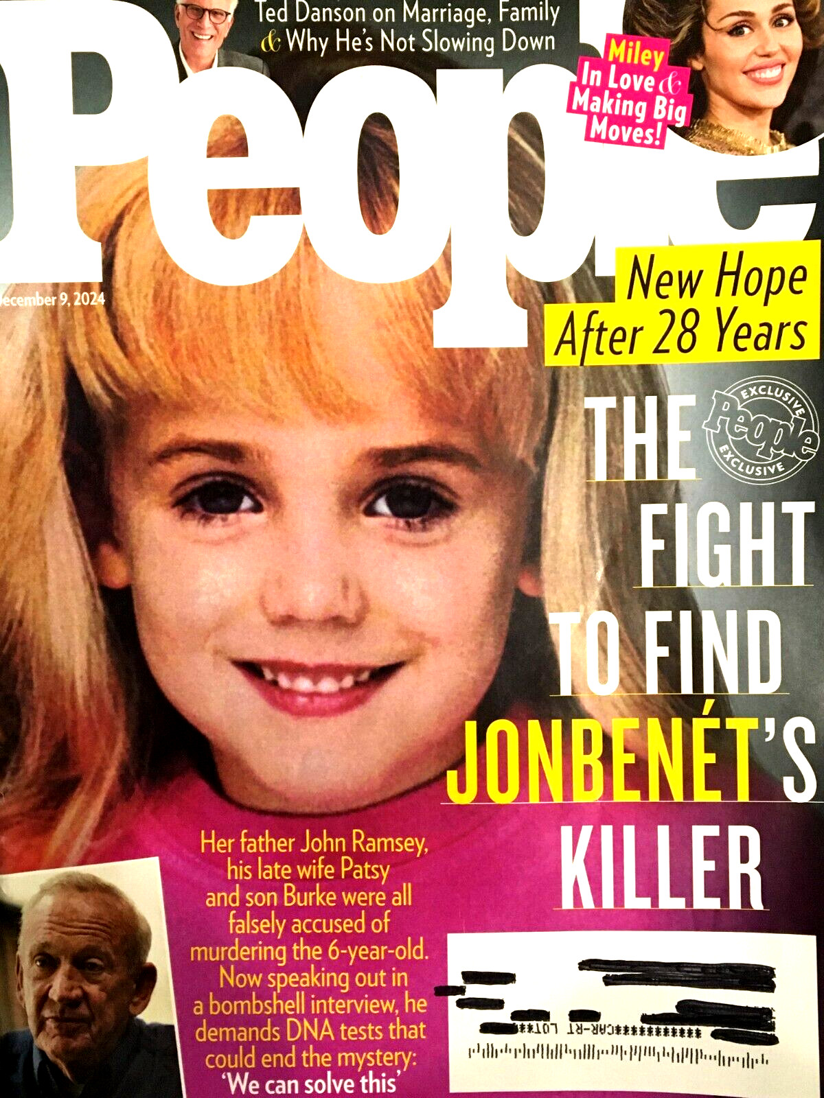 PEOPLE MAGAZINE December 9 2024 JONBENET RAMSEY FIGHT TO FIND KILLER Miley Cyrus