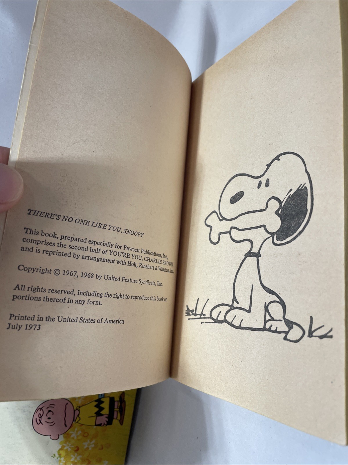 Lot Of 2 Peanuts Charlie Brown Snoopy Books Charles M Schulz 1960s/1970s +Figure