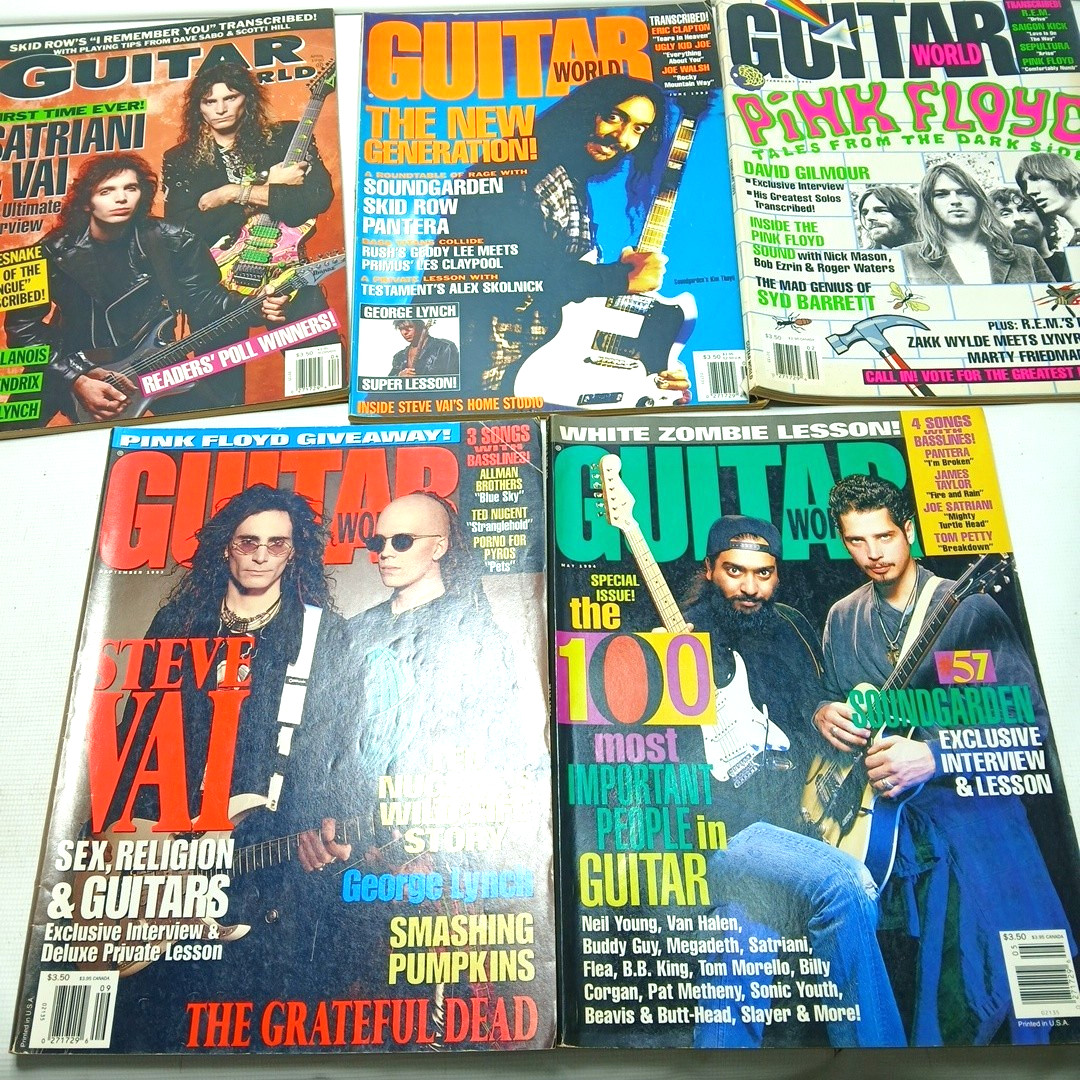 Guitar World 5 issue lot Pink Floyd, Satriani/Vai, Eric Clapton, Joe Walsh, MORE