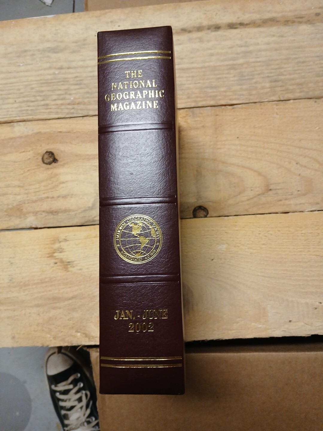 NATIONAL GEOGRAPHIC FAUX LEATHER BOUND SLIP CASE~January-June 2002