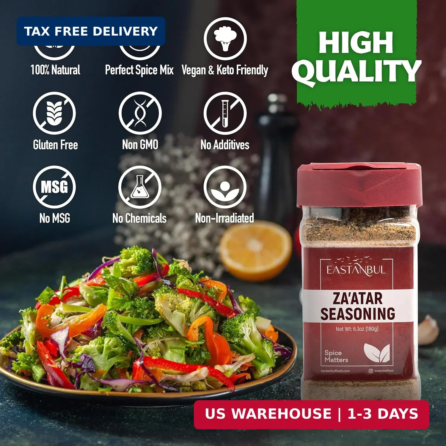 Eastanbul Zaatar Seasoning, 6.3oz, Za’atar, Zaatar Spice from Middle Eastern Spi
