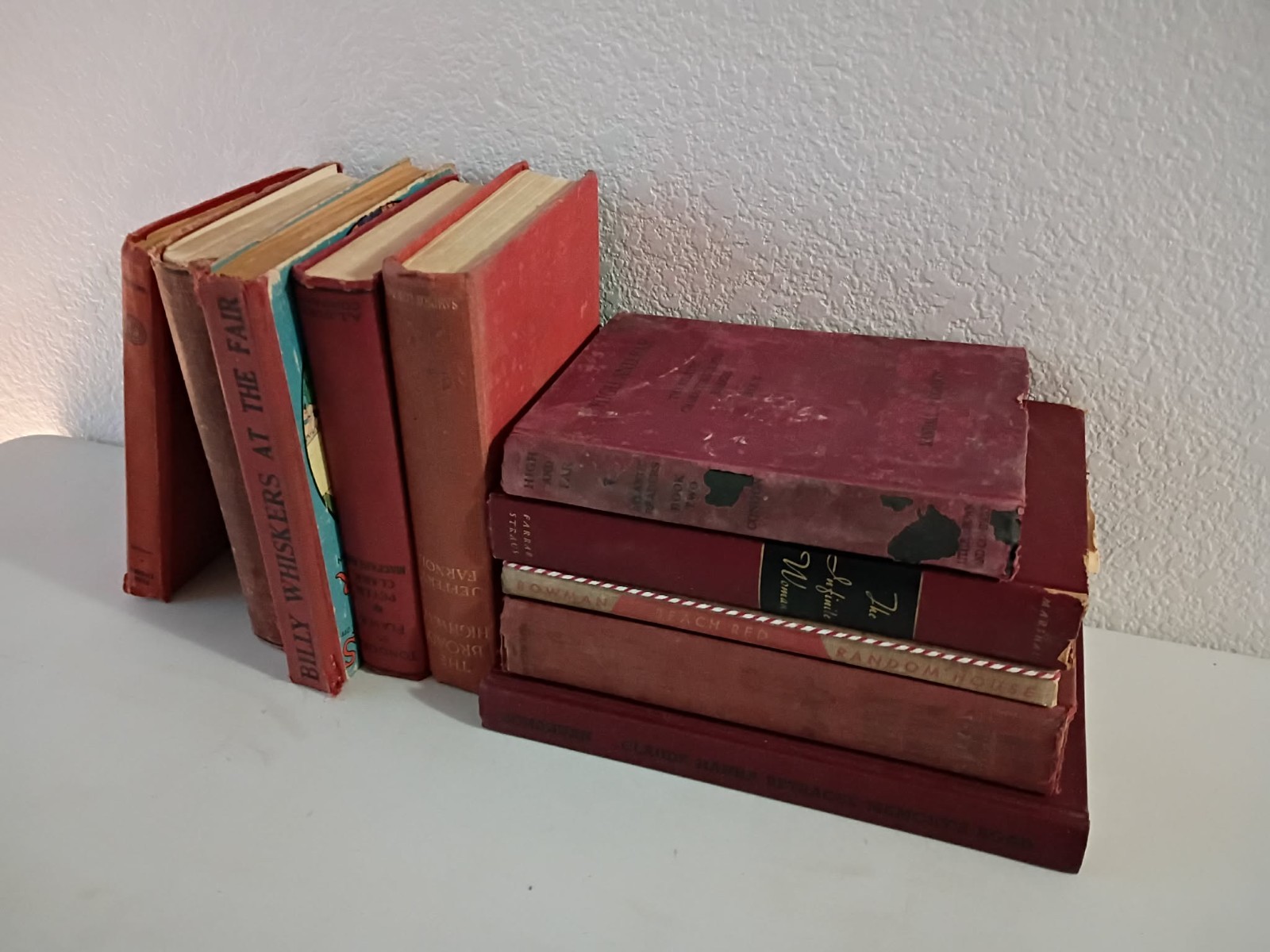 Lot of 10 Red Antique Late 1800’s Hardcover Books Poor Fair Condition