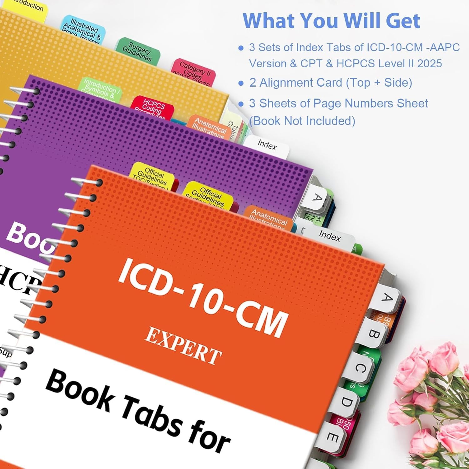 Index Tabs for AMA CPT Book, ICD-10 Code Book, HCPCS Level II Book, 3-Set Bundle