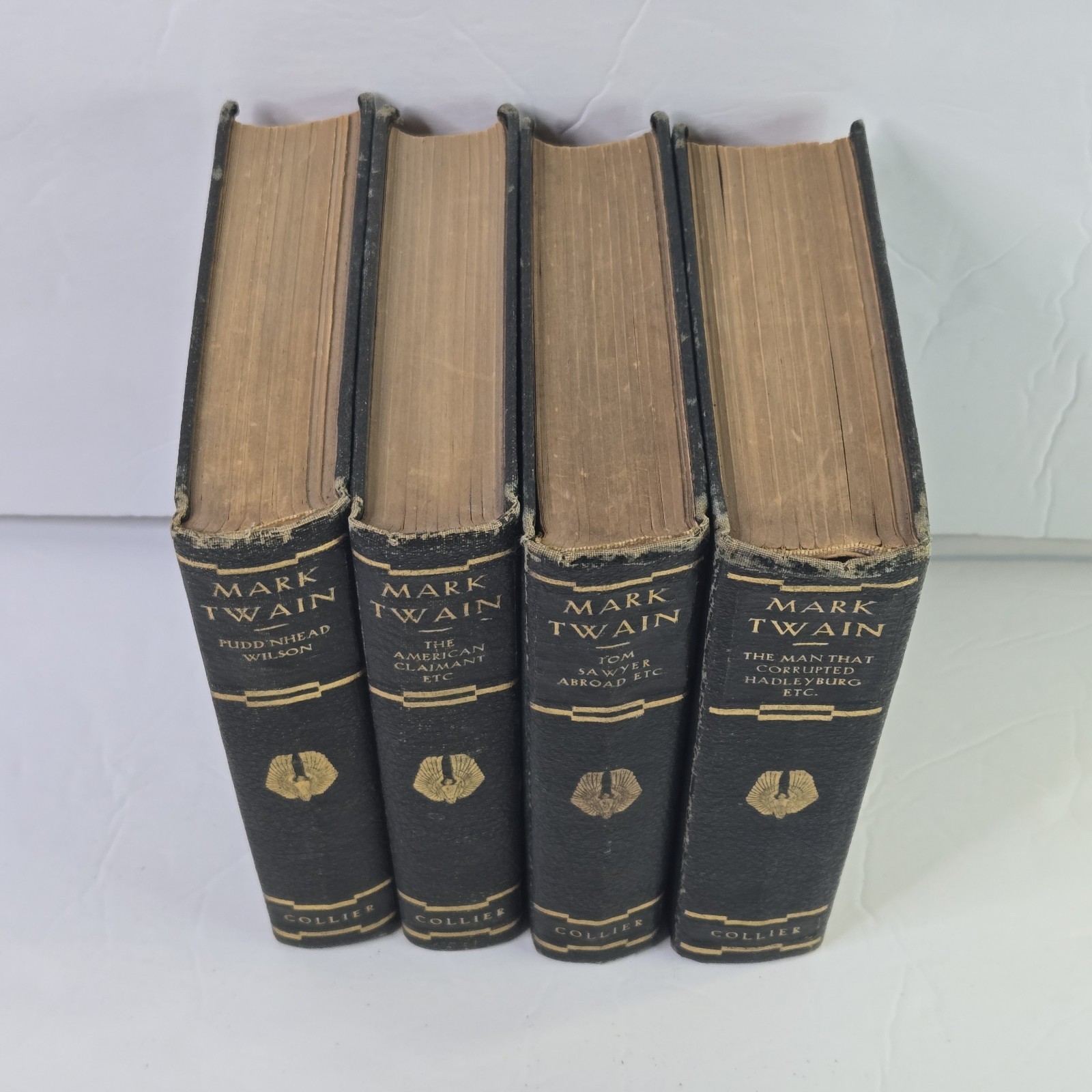 Mark Twain Authorized Edition Collier Set of 4 Vintage 1920s Black Gold Spine