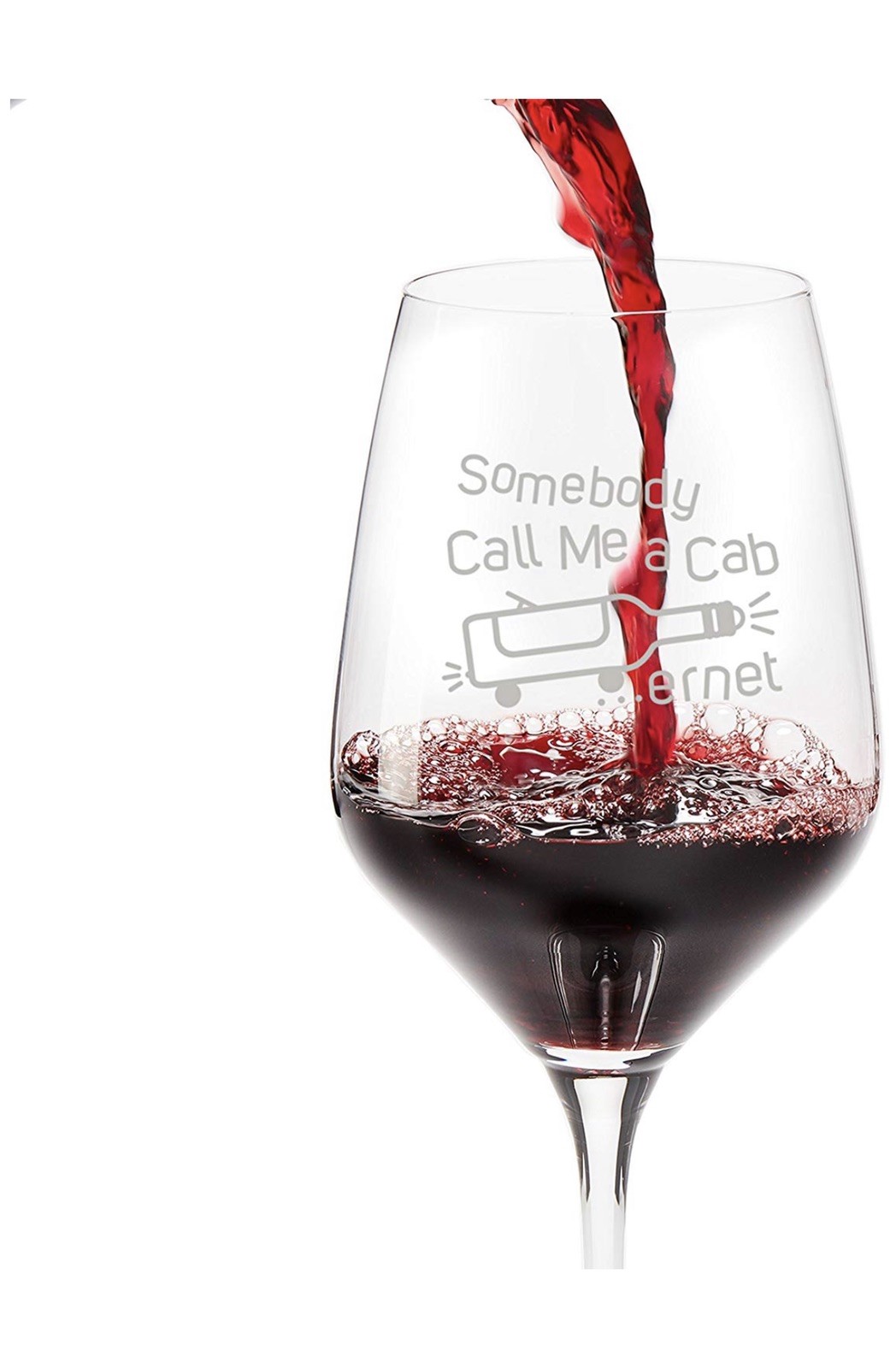 Funny Wine Glasses for Gifts: Call Me a Cab ernet Large 18.5 oz Red Wine Glass
