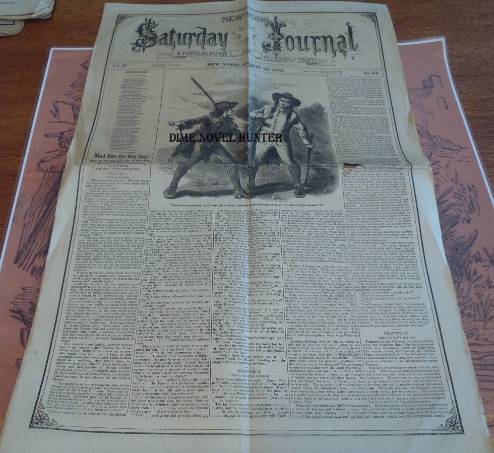 NEW YORK SATURDAY JOURNAL # 180 E F BEADLE DIME NOVEL 1873 SCARCE STORY PAPER
