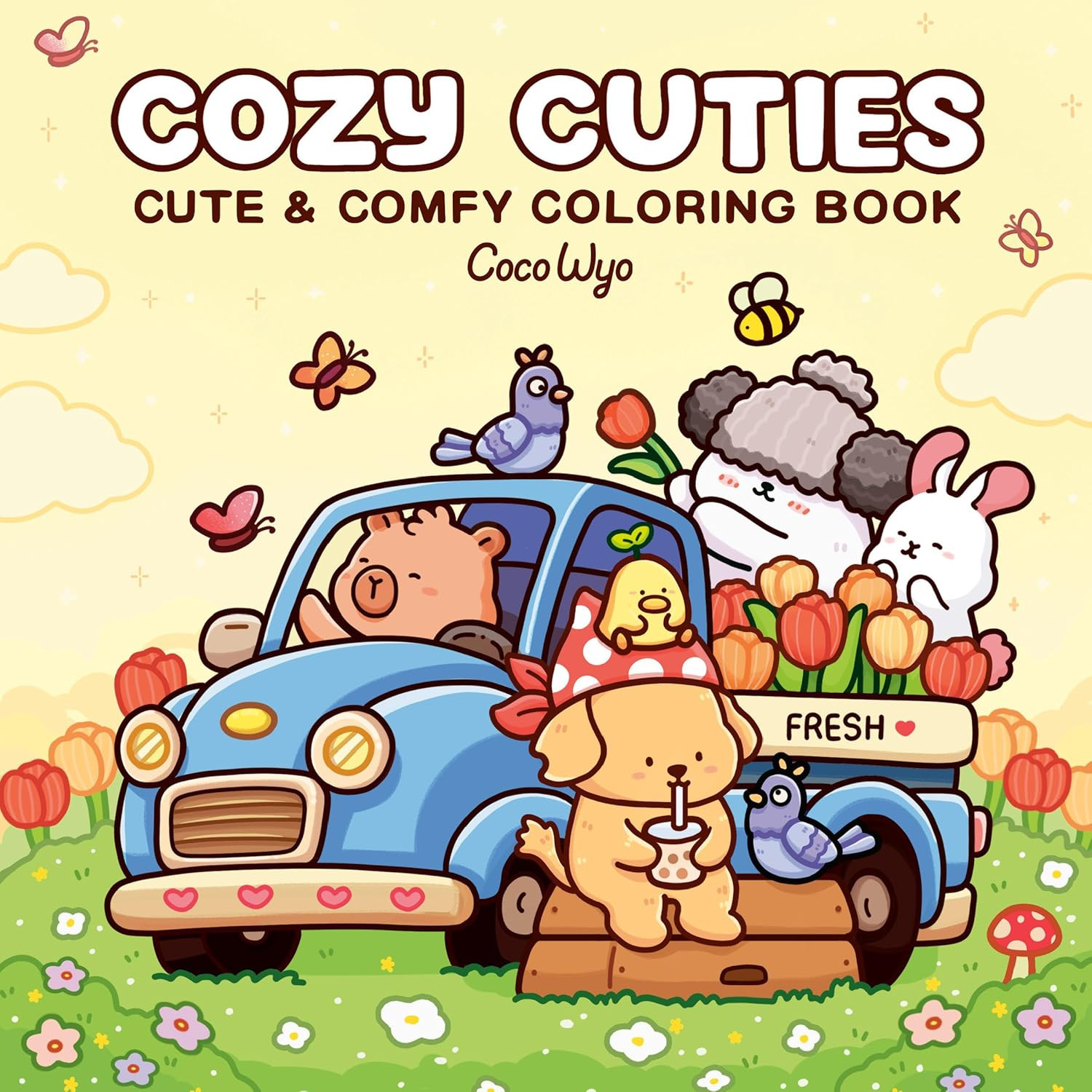 Cozy Cuties Coloring Book for Adults & Kids 45 Pages Cute Relaxing Art Fun Gift