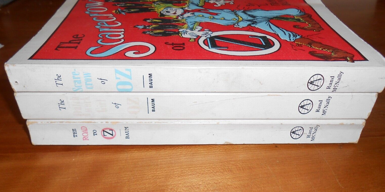 3 L. Frank Baum Oz (Road to~Patchwork Girl~Scarecrow) Rand McNally – TPB GC