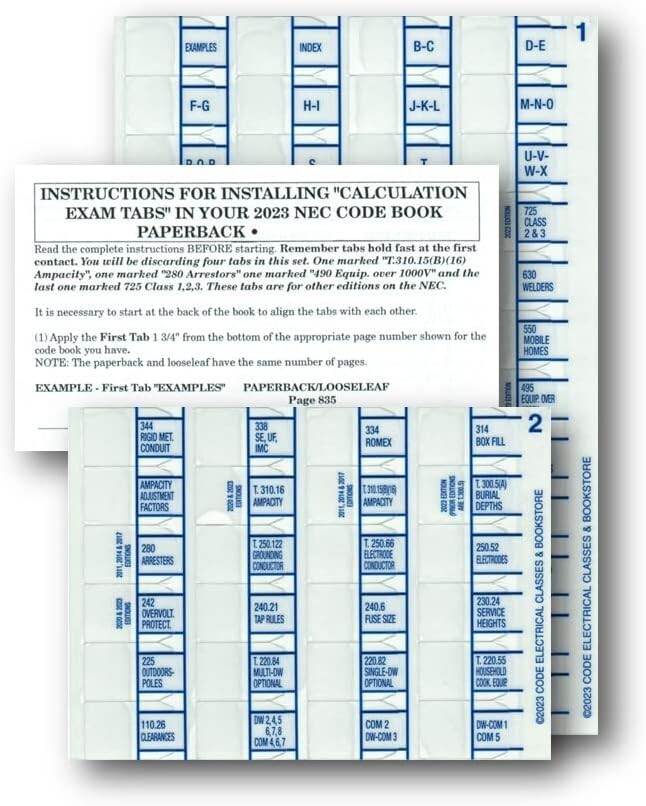 Tom Henry’s 2023 NEC, National Electrical Code, Book Index Tabs Loose Leaf