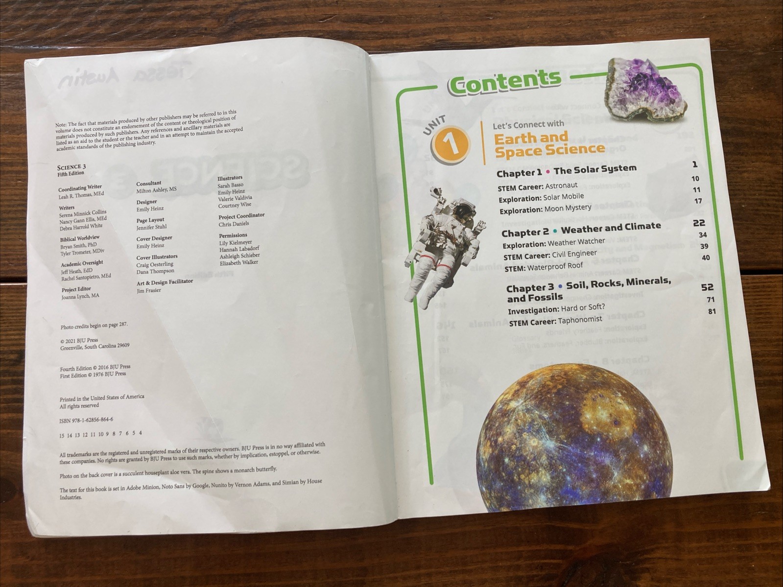 BJU Press Science 3 Student Text. Blank Questions! (5th Edition). 3rd Grade.
