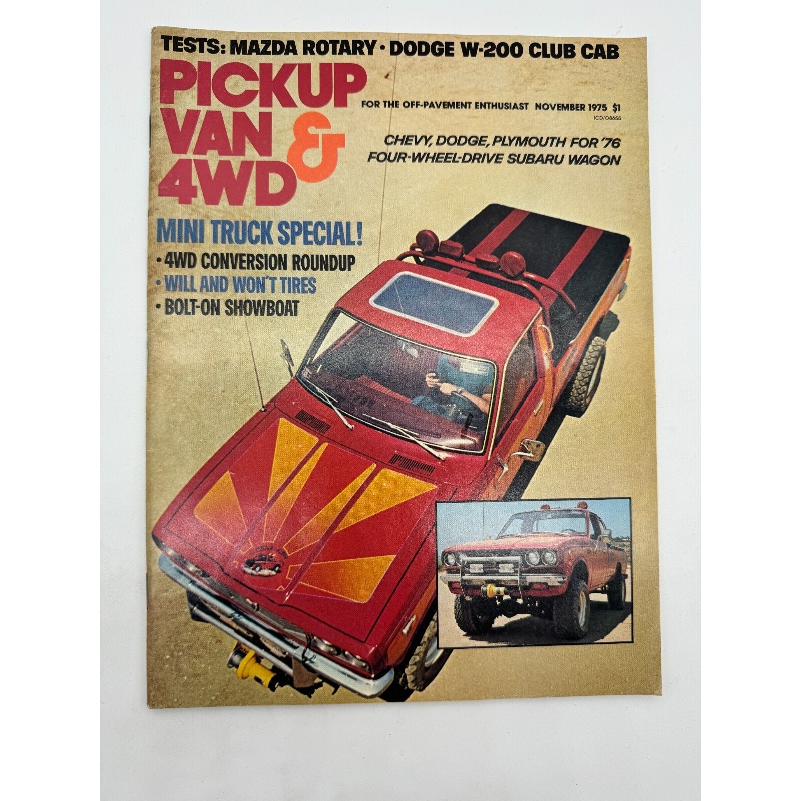 VINTAGE PICKUP VAN & 4WD MAGAZINE – NOV 1975 – 4X4 CHEVY MAZDA DODGE SUBURU