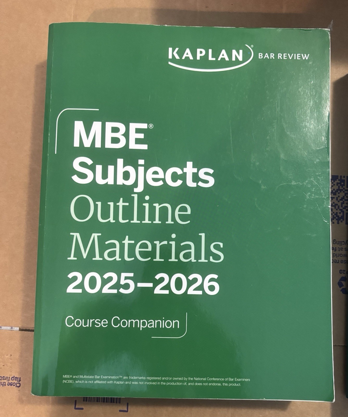 Kaplan Bar Review 2025-2026 MBE Subjects Outline Materials Course Companion