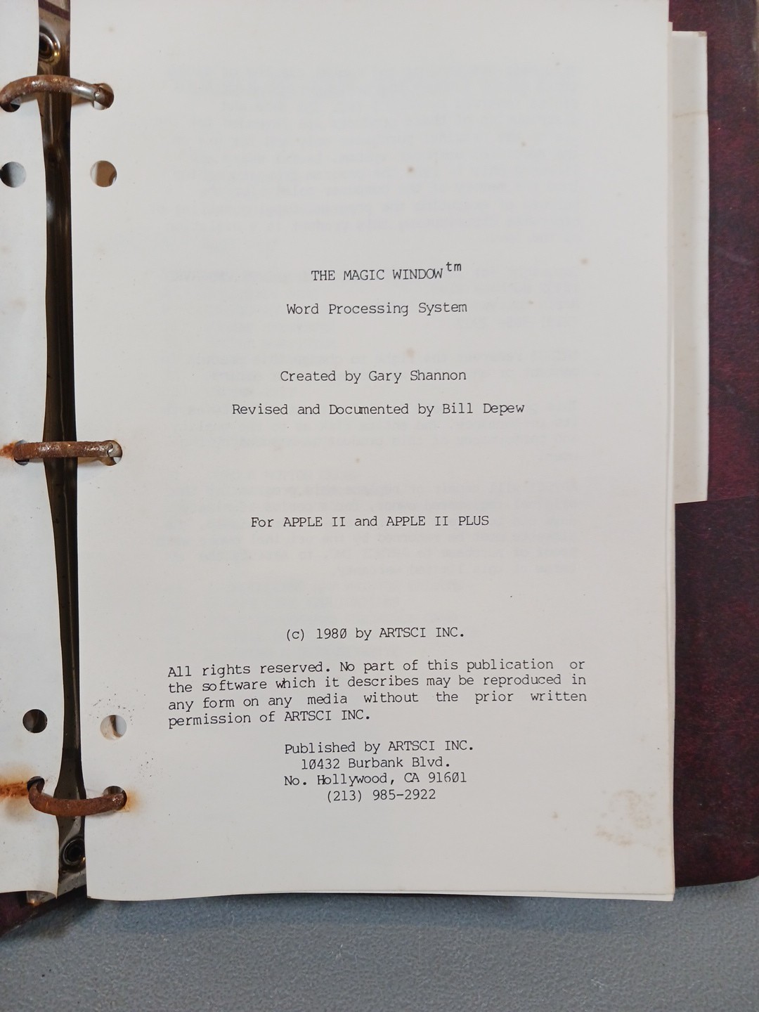 Magic Window Word Processing System Instruction Manual For Apple II & II Plus