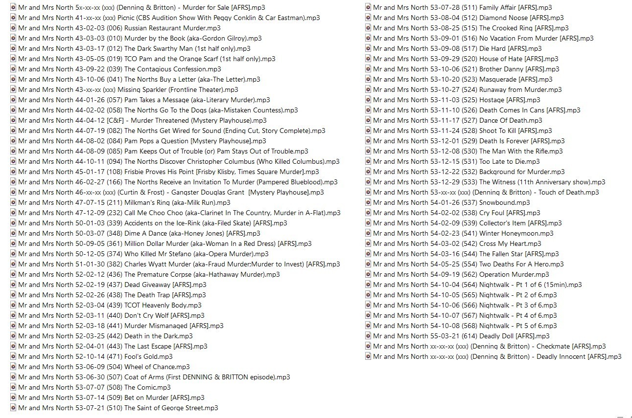 MR. & MRS. NORTH 75 Choice Oldtime Radio Shows MP3 Format On USB Flash Drive