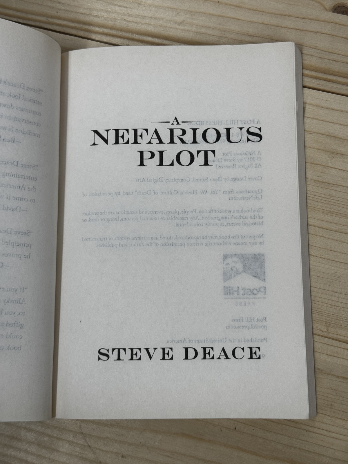 A Nefarious Plot by Steve Deace Paperback Political Fiction Thriller 2017