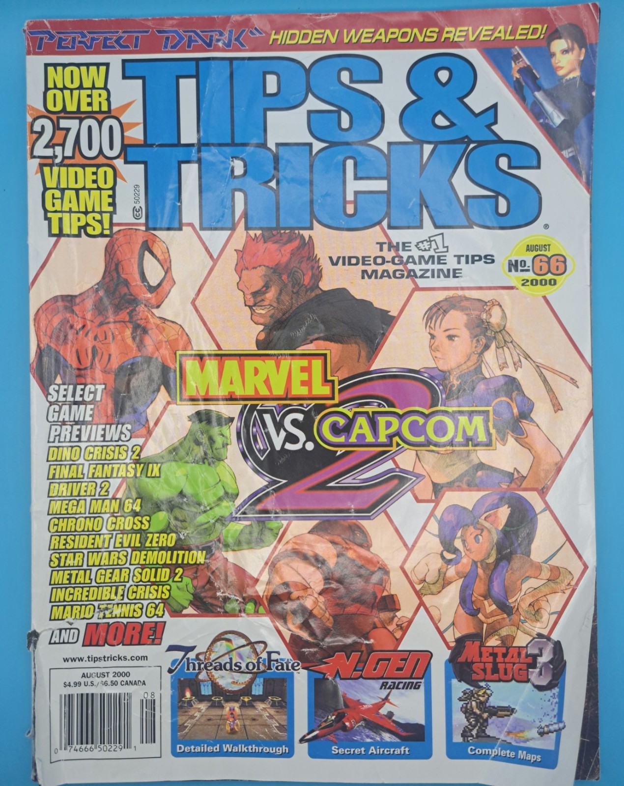 TIPS & TRICKS MAGAZINE MARVEL VS CAPCOM 2 FRONT COVER #66 MVC2 Vintage MVC