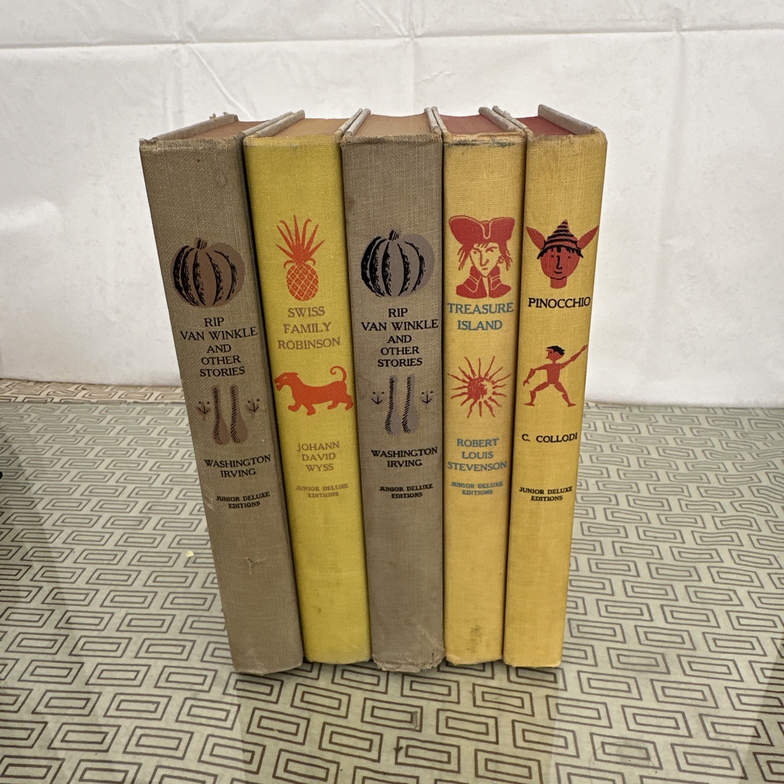 Vintage MCM 1950’s Lot of 4 Junior Deluxe Edition Hardback Books, Colorful