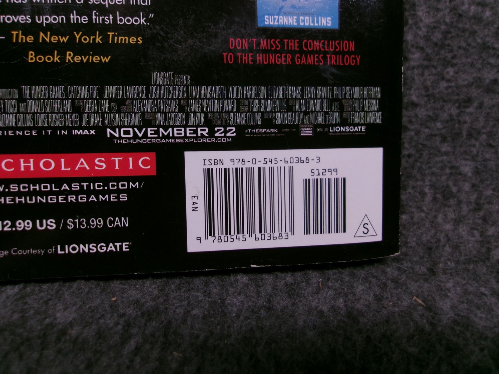 Suzanne Collins Catching Fire Paperback Scholastic 2013 YA Dystopian Novel
