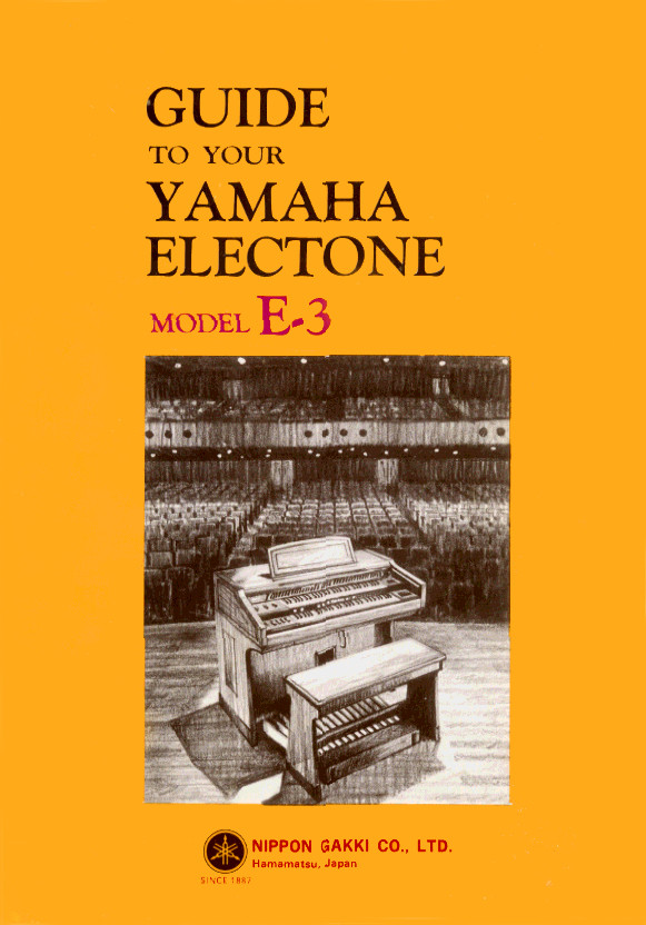 Yamaha E-3 Electone Instruction Manual: 38 Pages & Protective Covers!