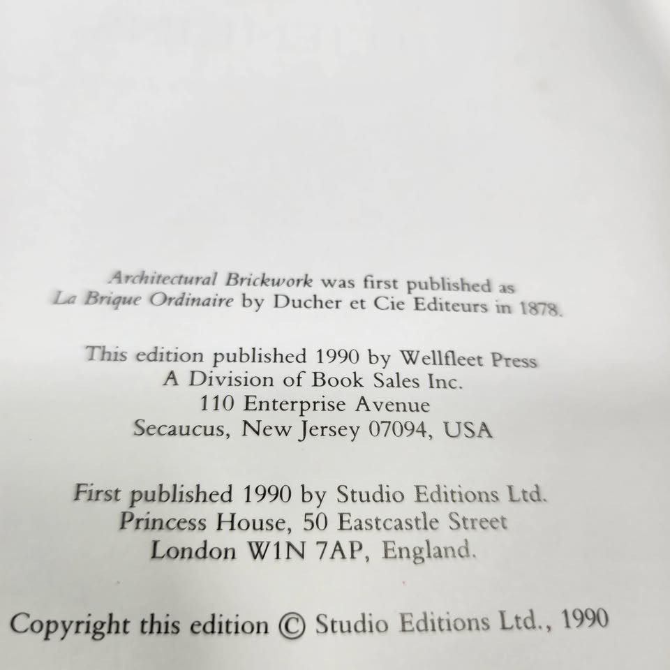 1990 Architectural Brickwork David Jenkins Masonry Photography Vintage Book Fair