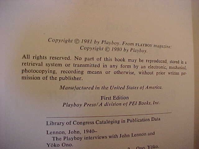 The Playboy Interviews with JOHN LENNON & YOKO ONO 1981 1st Edition HC D/J Wow!!