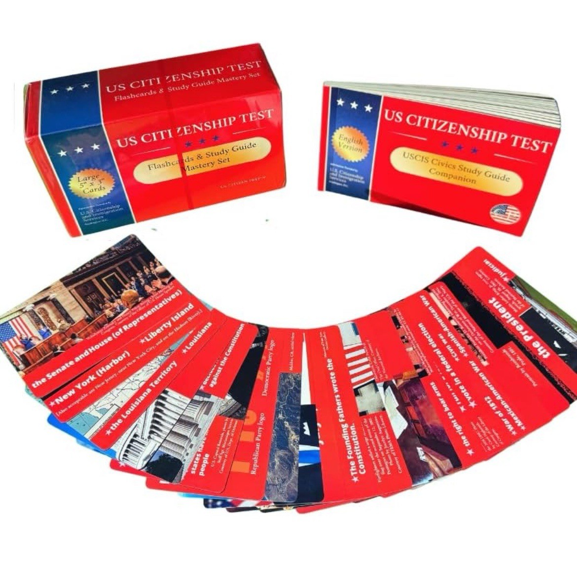 US Citizenship Test Flashcards & Naturalization Test Study Guide Combo Set