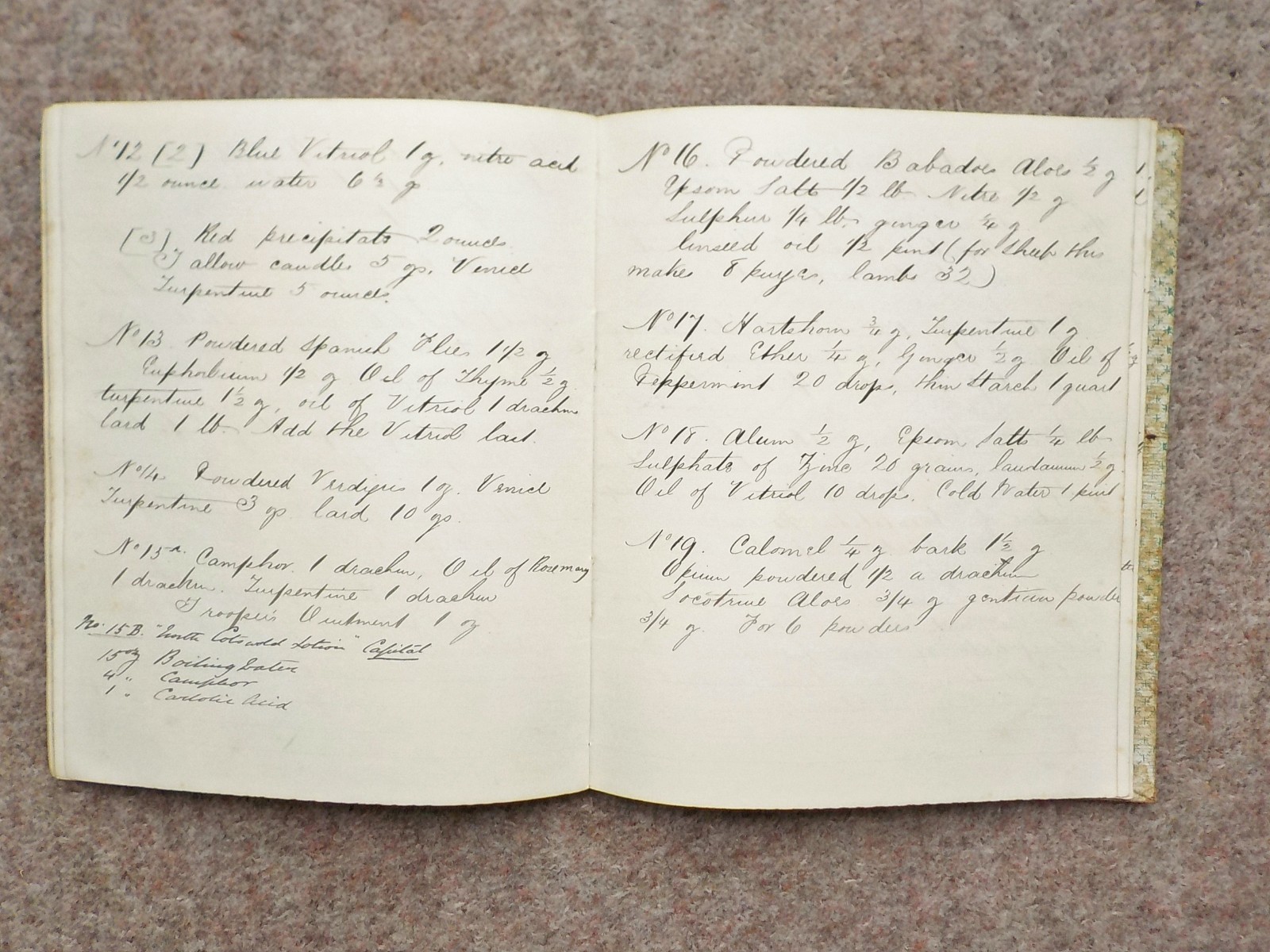 1886 Veterinary handwritten book Cures Recipes 91 pages Horses Dogs Cattle etc