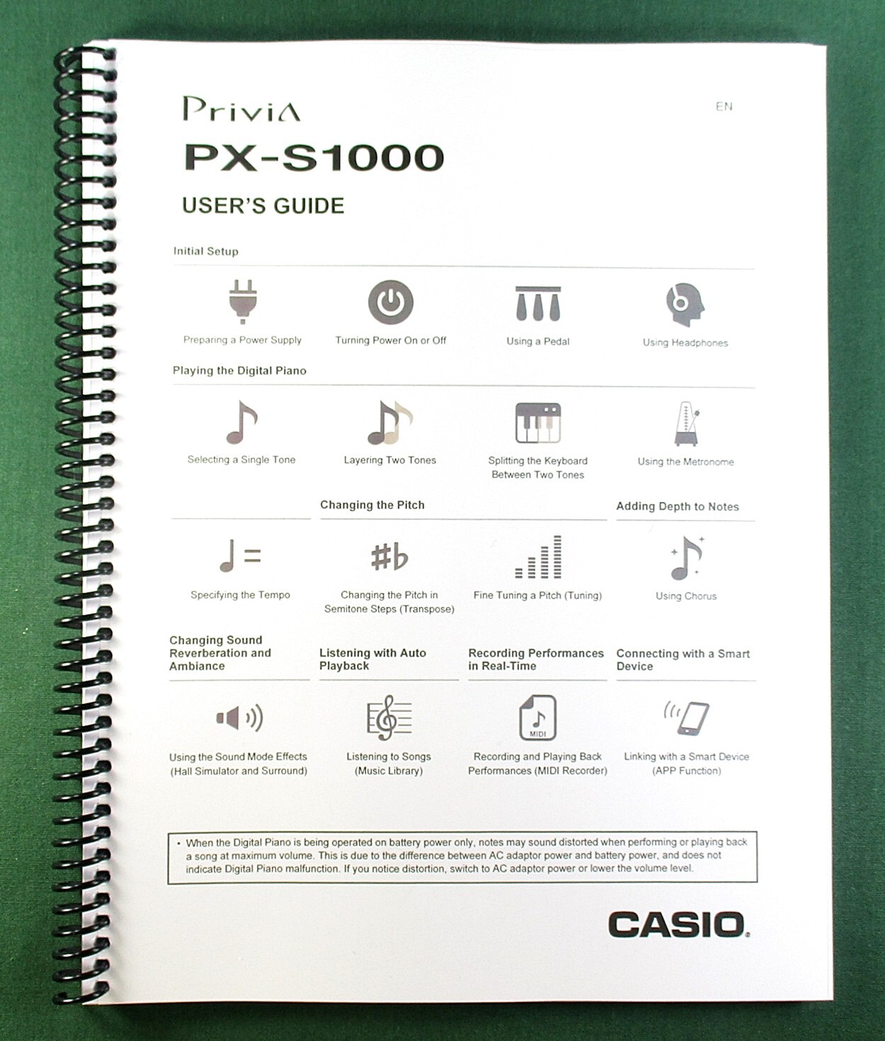 Casio PX-S1000 Instruction Manual: 47 Pages Coil Bound & Protective Covers!