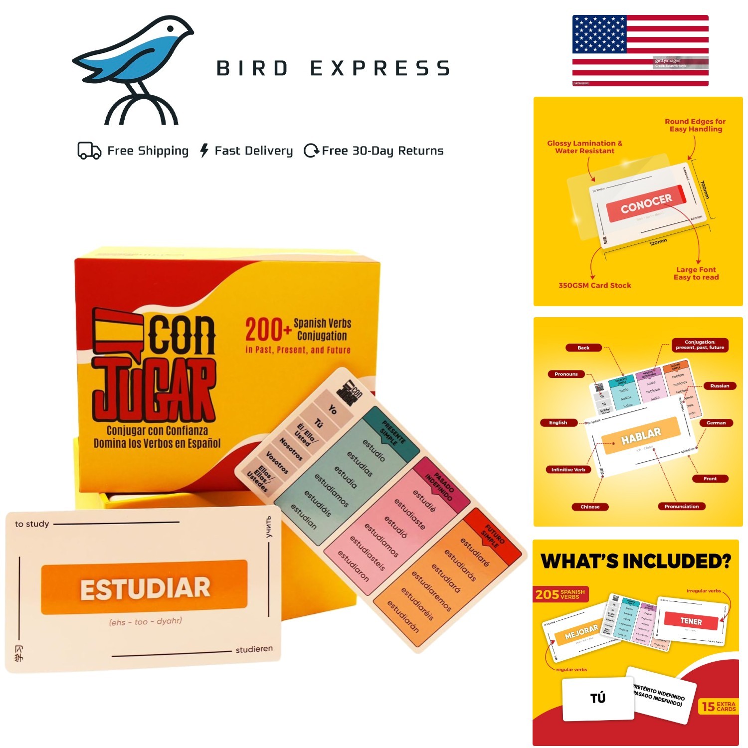 Spanish Verb Flashcards 200+ with Conjugation Practice and Digital Workbook