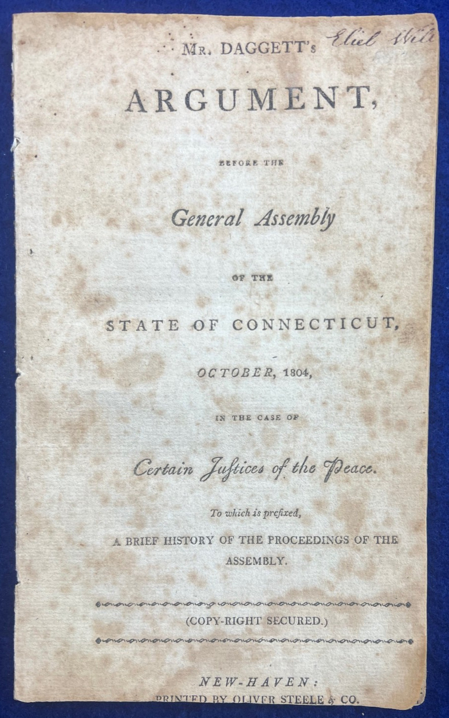 1804 Connecticut Constitution vs King Charles Charter Lawsuit History Book