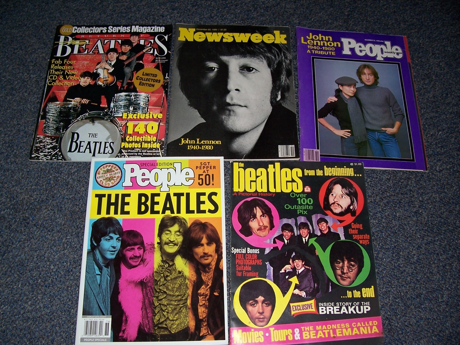 The Beatles magazine lot & John Lennon magazine tributes ~ 5 issue lot