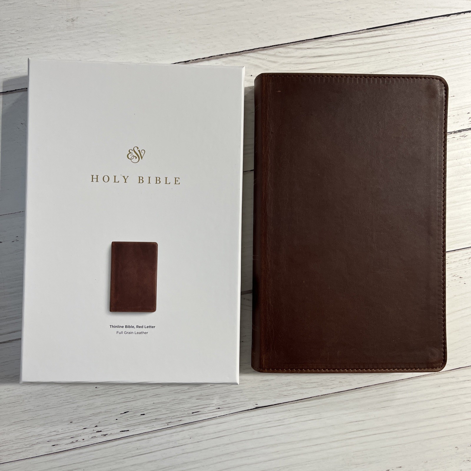ESV Thinline Bible – ESV 2025 Text – Saddle Brown, Full Grain Genuine Leather