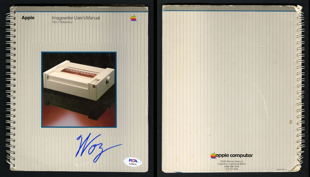 Steve Woz Wozniak SIGNED Apple II Imagewriter Users DOS Manual PSA AUTOGRAPHED