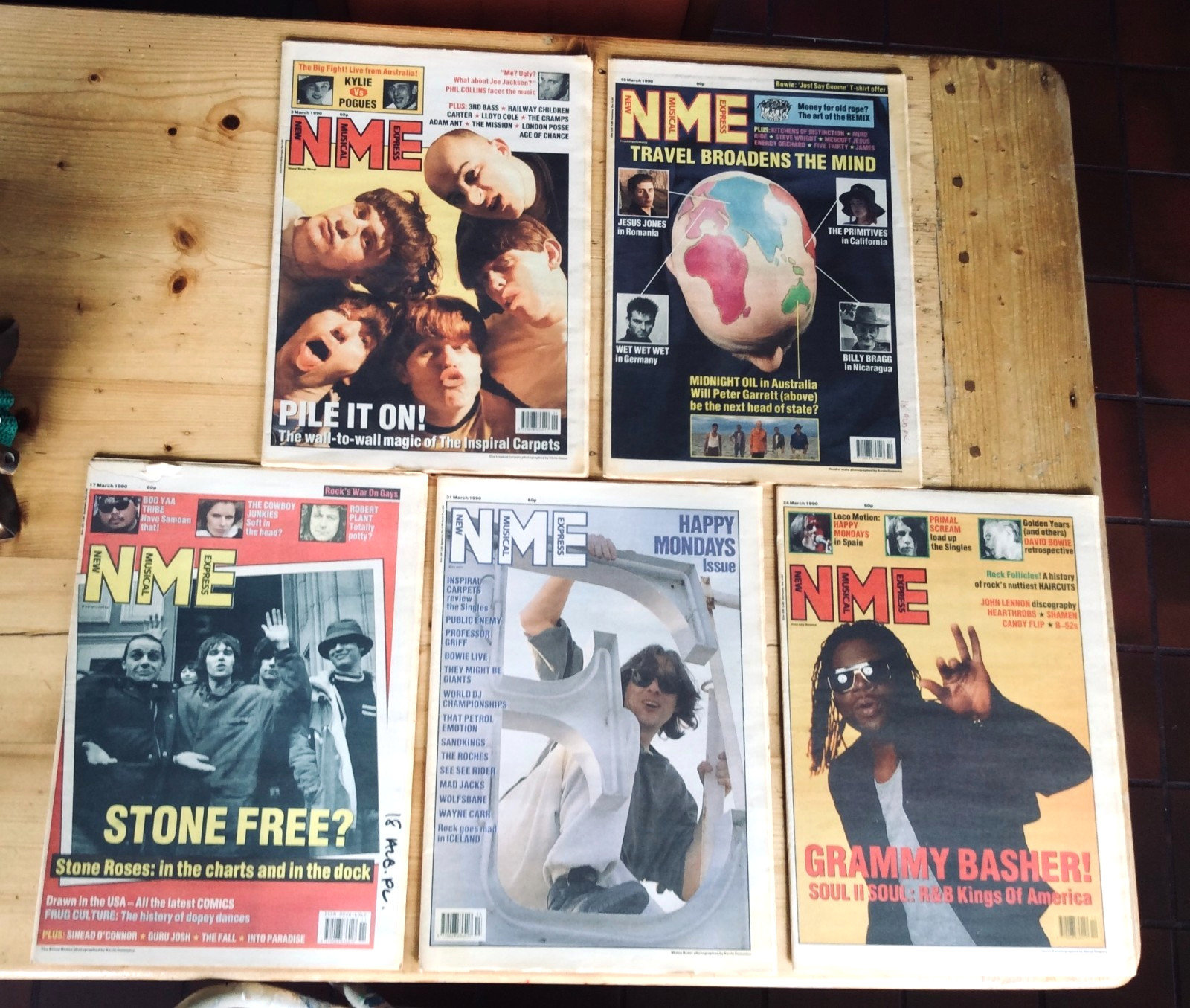 NME. New Musical Express Magazines. March 1990. Five issues. No Posters.
