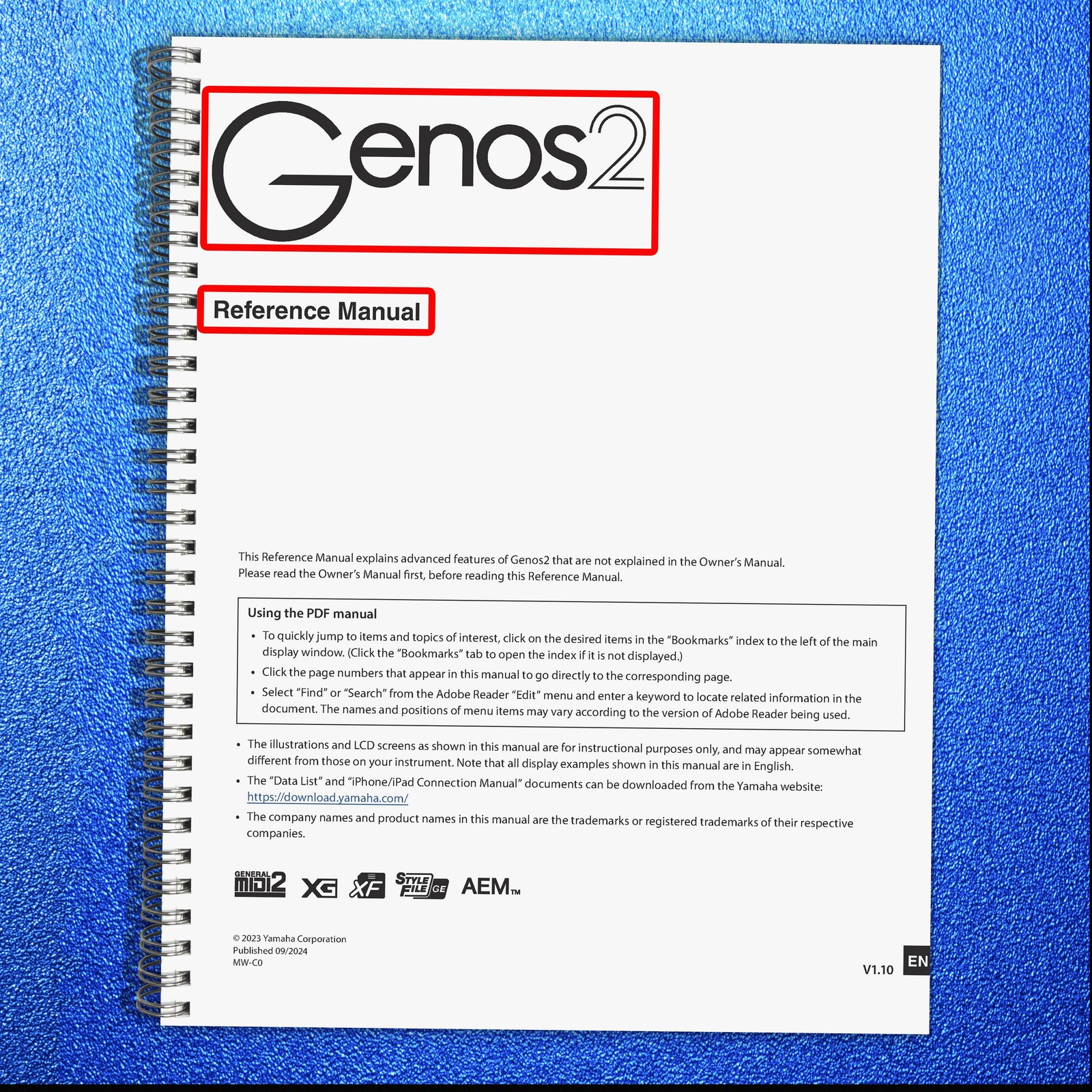YAMAHA Genos 2 Reference Manual – 172 Pages, STRONG Covers, Steel LOOP Bound